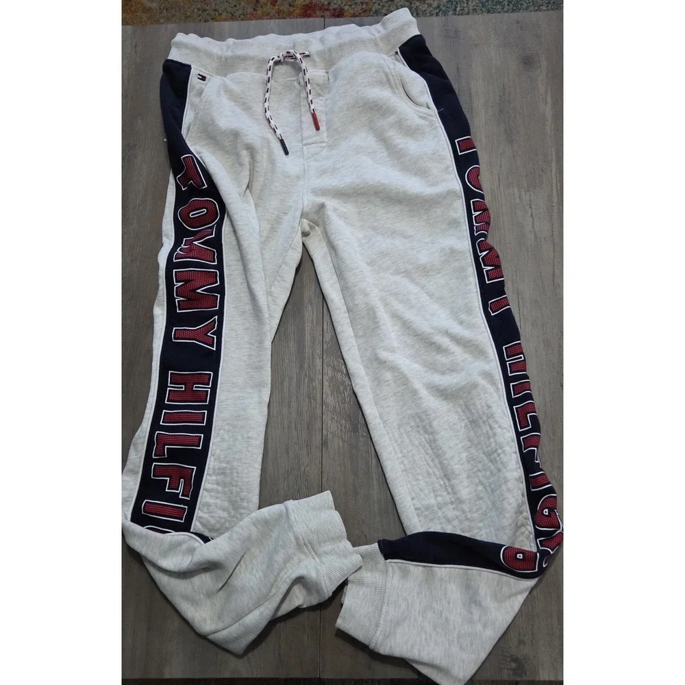 Tommy Hilfiger Heathered Cream Joggers Pants W/ Side Logo Boys Youth Sz XL (20)